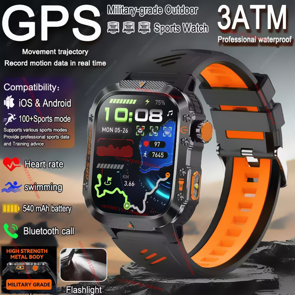 Smartwatch X12 - 2026 군용 아웃도어 스마트워치 남성용 GPS