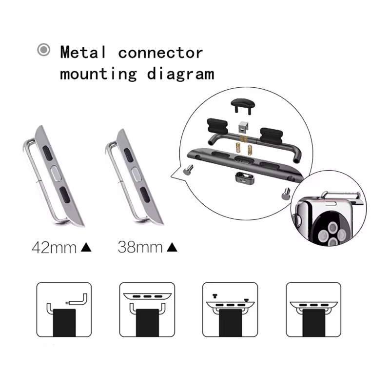 Apple Watch 용 2pcs 스테인레스 스틸 커넥 - Watch Band Connector 리뷰 및 가격