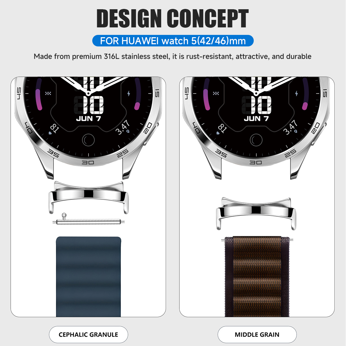 화웨이 시계 5 42mm 스마트워치용 2개 어댑터 화웨 - Watch Band Connector 리뷰 및 가격